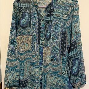 Susan Graver Semi Sheer Paisley Print Women's Top